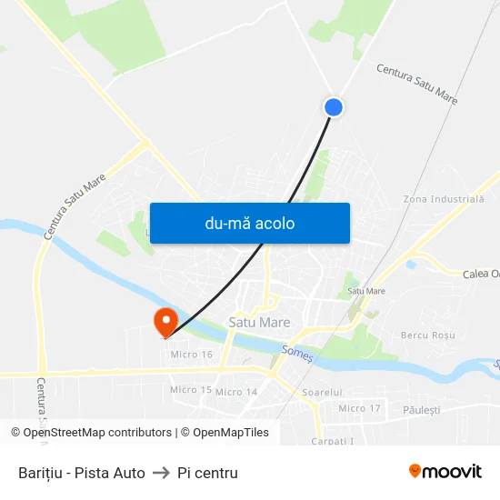 Harta de Barițiu - Pista Auto către Pi centru