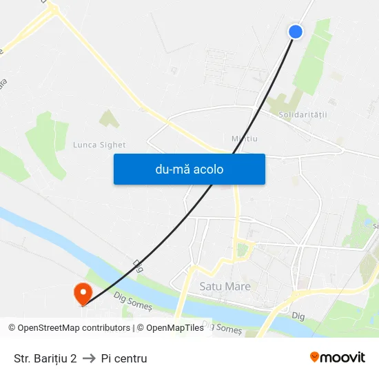 Harta de Str. Barițiu 2 către Pi centru