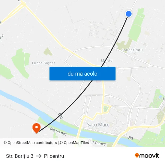 Harta de Str. Barițiu 3 către Pi centru