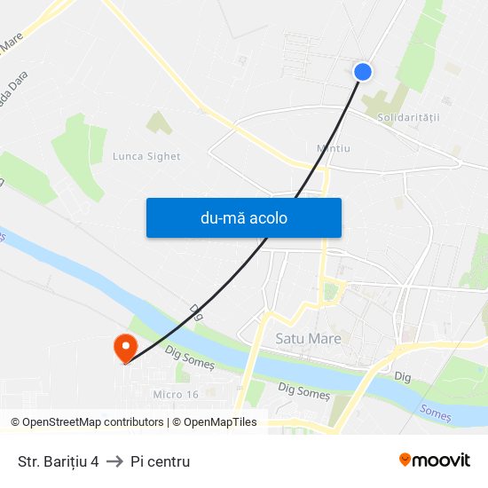 Harta de Str. Barițiu 4 către Pi centru