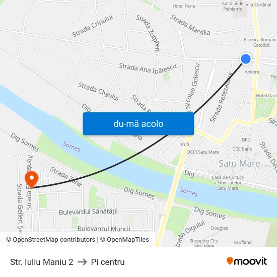 Harta de Str. Iuliu Maniu 2 către Pi centru