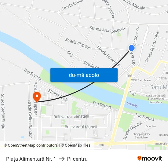 Harta de Piața Alimentară Nr. 1 către Pi centru