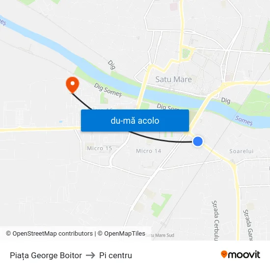Harta de Piața George Boitor către Pi centru