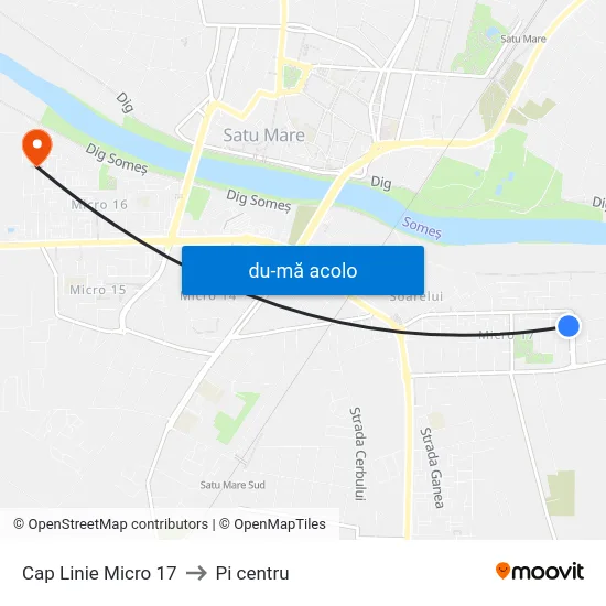 Harta de Cap Linie Micro 17 către Pi centru