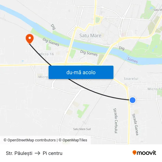Harta de Str. Păulești către Pi centru