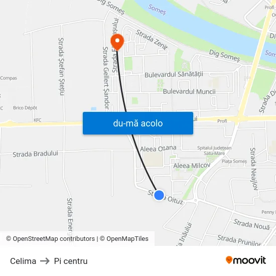 Harta de Celima către Pi centru