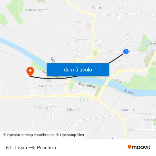 Harta de Bd. Traian către Pi centru