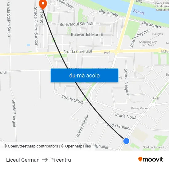 Harta de Liceul German către Pi centru