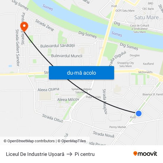 Harta de Liceul De Industrie Ușoară către Pi centru