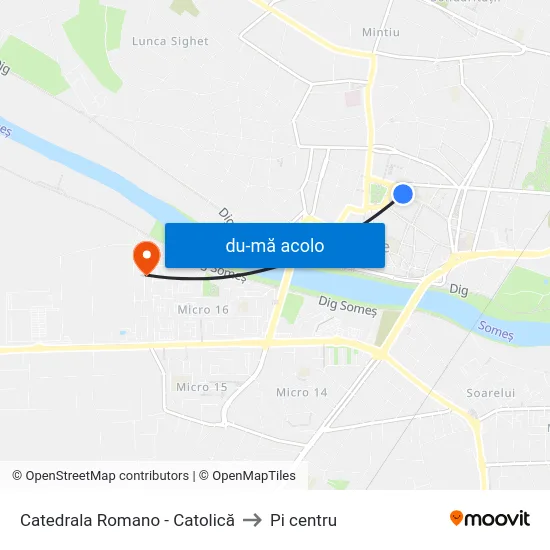 Harta de Catedrala Romano - Catolică către Pi centru