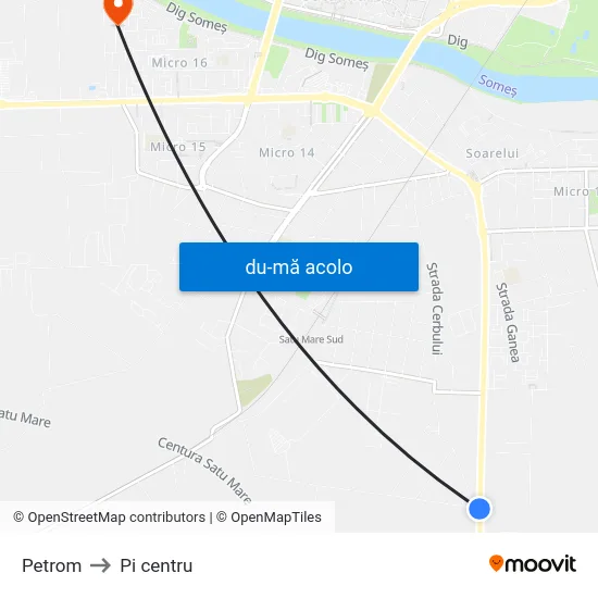 Harta de Petrom către Pi centru