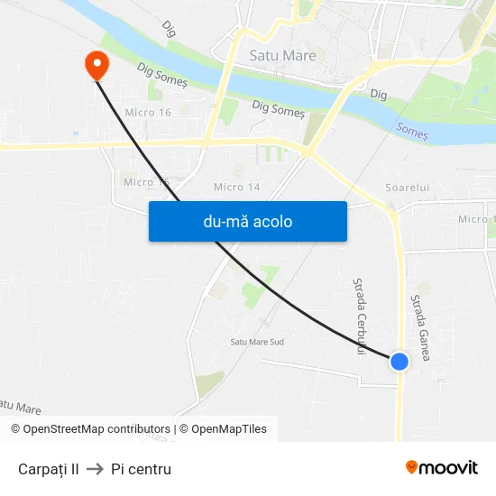 Harta de Carpați II către Pi centru