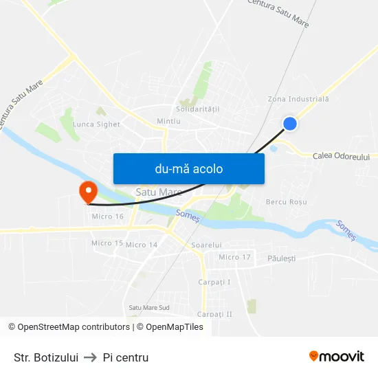 Harta de Str. Botizului către Pi centru