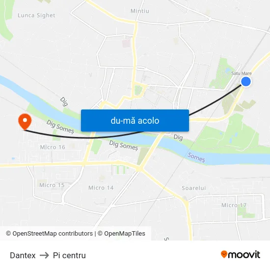 Harta de Dantex către Pi centru