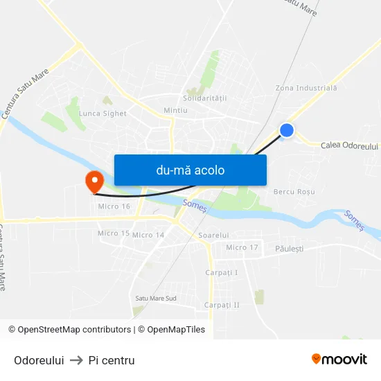 Harta de Odoreului către Pi centru