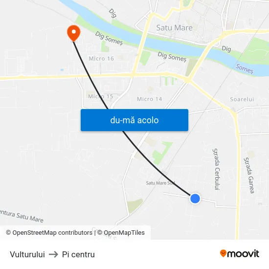 Harta de Vulturului către Pi centru