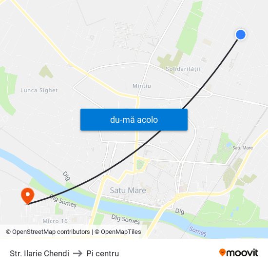 Harta de Str. Ilarie Chendi către Pi centru