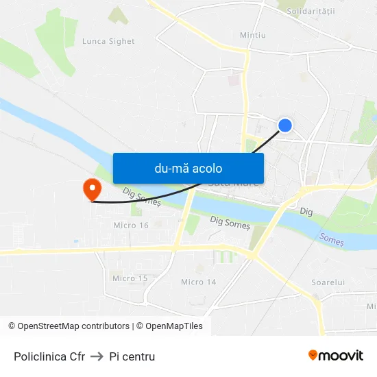 Harta de Policlinica Cfr către Pi centru