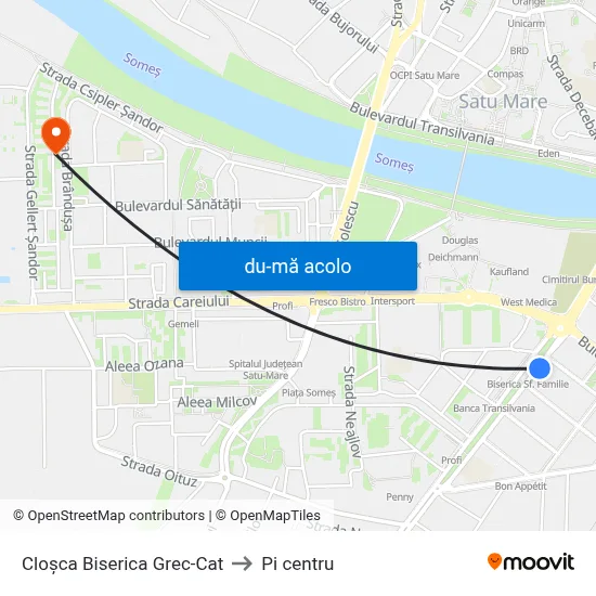Harta de Cloșca Biserica Grec-Cat către Pi centru