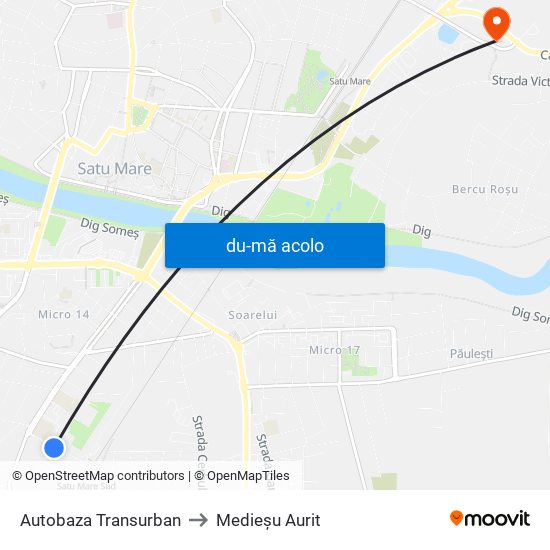 Harta de Autobaza Transurban către Medieşu Aurit