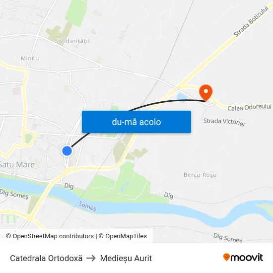 Harta de Catedrala Ortodoxă către Medieşu Aurit