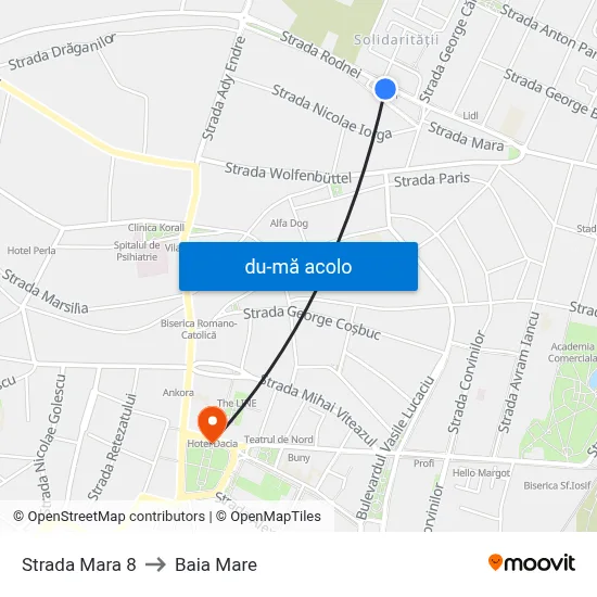 Harta de Strada Mara 8 către Baia Mare