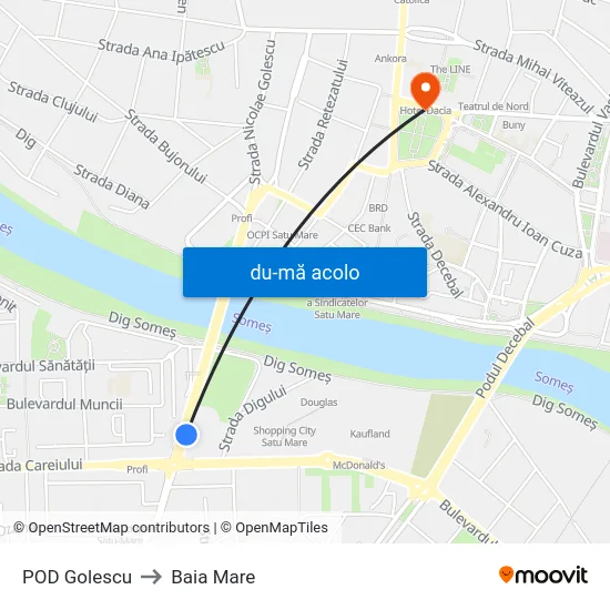 Harta de POD Golescu către Baia Mare