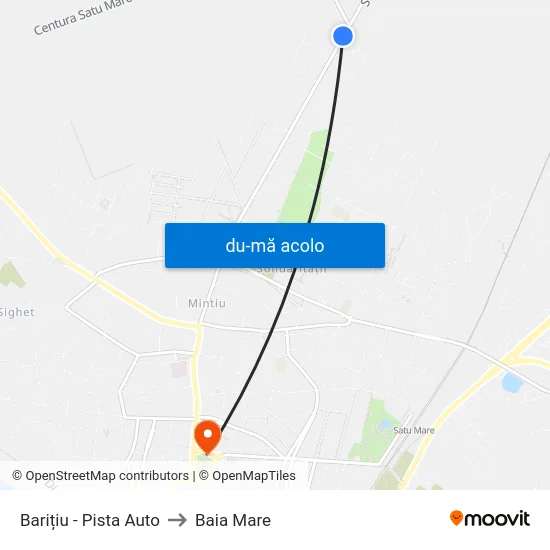 Harta de Barițiu - Pista Auto către Baia Mare