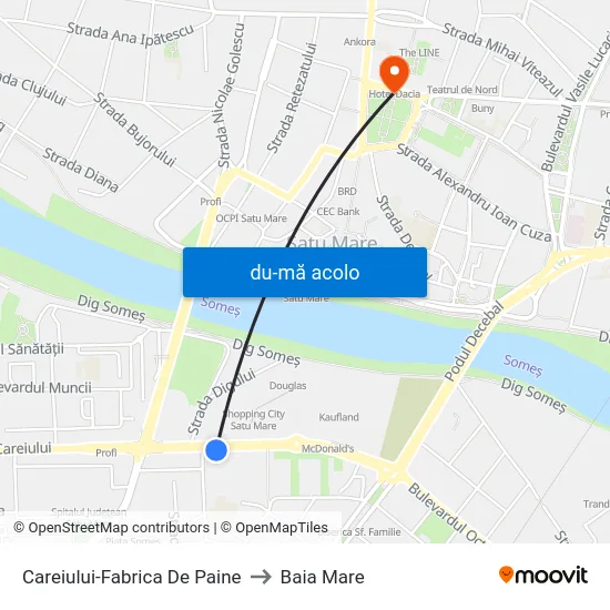 Harta de Careiului-Fabrica De Paine către Baia Mare
