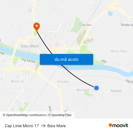 Harta de Cap Linie Micro 17 către Baia Mare