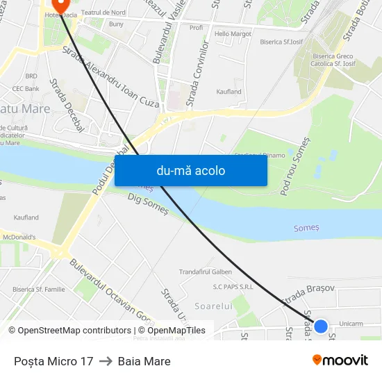 Harta de Poșta Micro 17 către Baia Mare