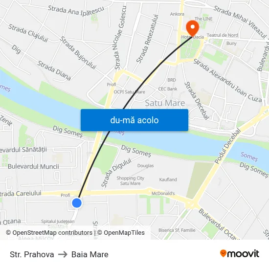 Harta de Str. Prahova către Baia Mare