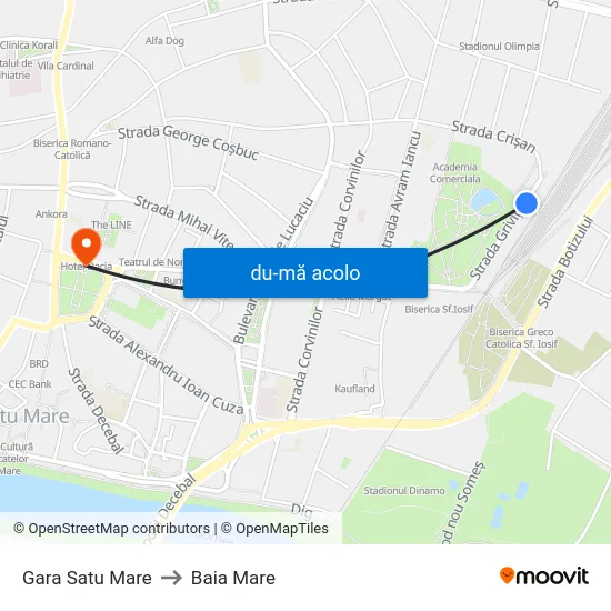 Harta de Gara Satu Mare către Baia Mare