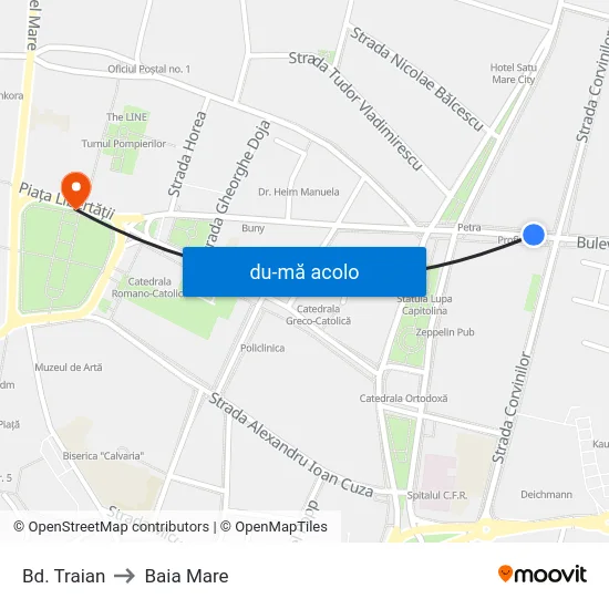 Harta de Bd. Traian către Baia Mare