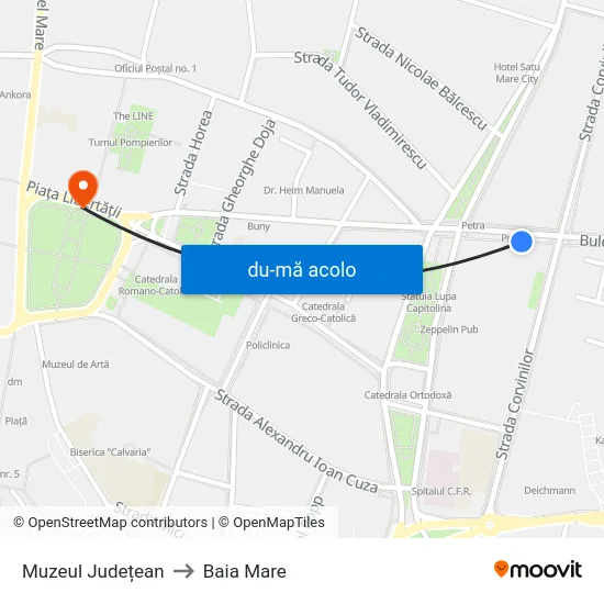 Harta de Muzeul Județean către Baia Mare