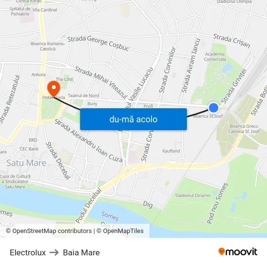 Harta de Grădina Romei către Baia Mare