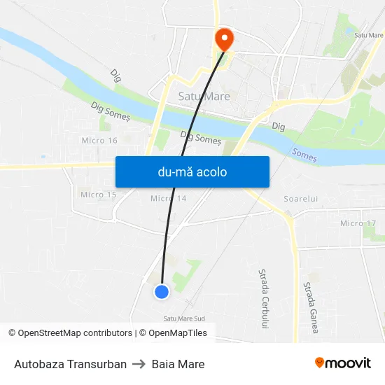 Harta de Autobaza Transurban către Baia Mare