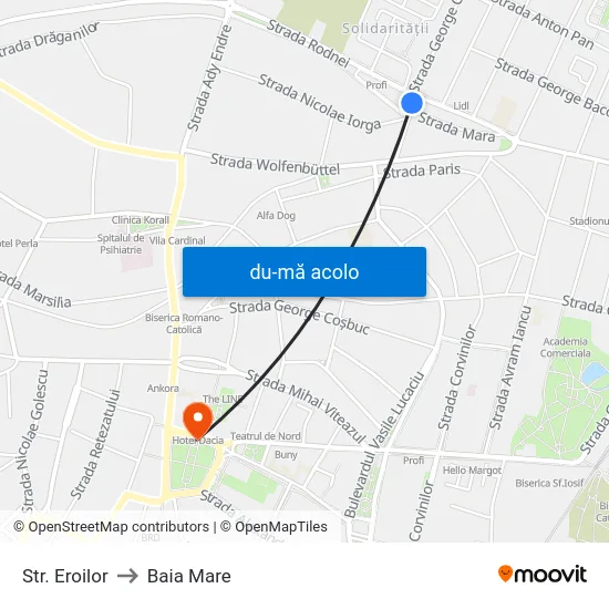 Harta de Str. Eroilor către Baia Mare