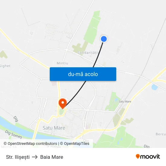 Harta de Str. Ilișești către Baia Mare