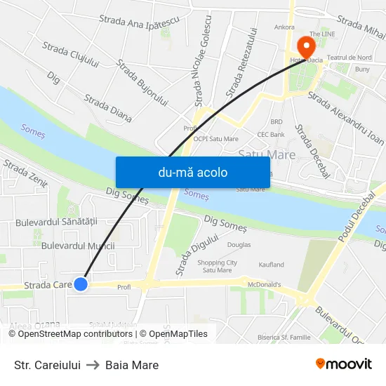 Harta de Str. Careiului către Baia Mare