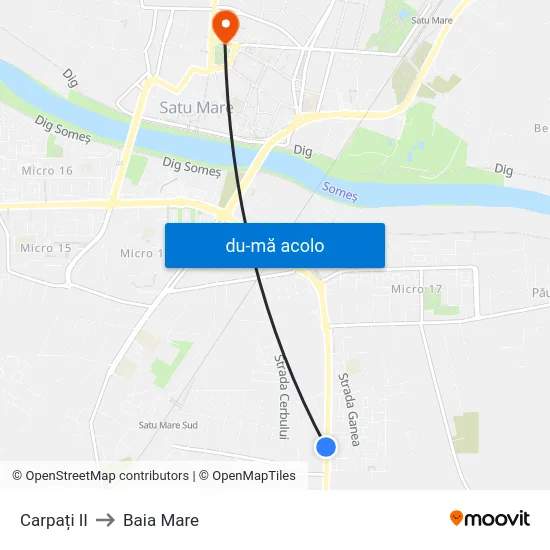 Harta de Carpați II către Baia Mare