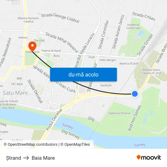 Harta de Ștrand către Baia Mare