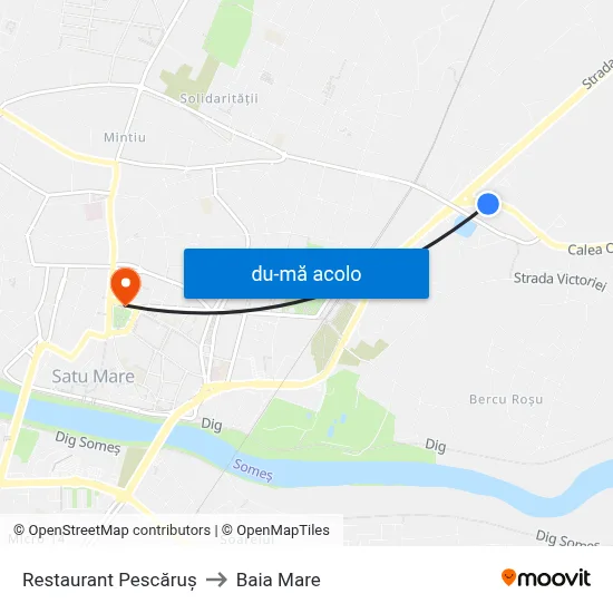 Harta de Restaurant Pescăruș către Baia Mare