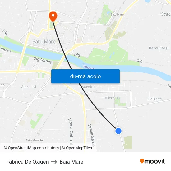 Harta de Fabrica De Oxigen către Baia Mare