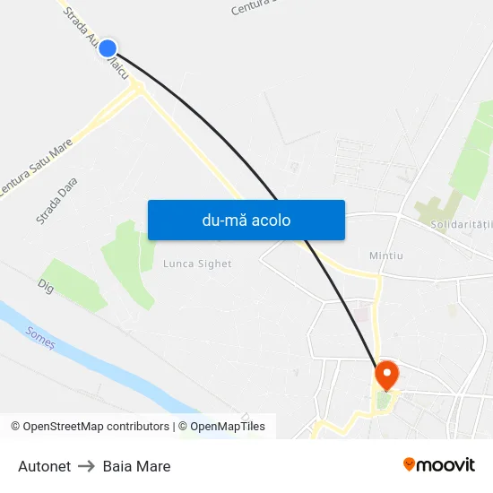 Harta de Autonet către Baia Mare