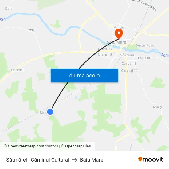 Harta de Sătmărel | Căminul Cultural către Baia Mare