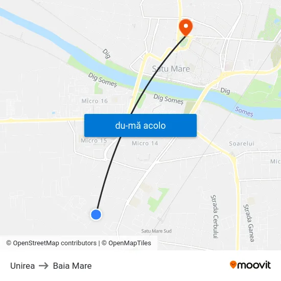 Harta de Unirea către Baia Mare