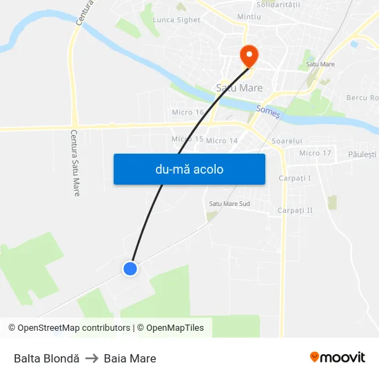 Harta de Balta Blondă către Baia Mare