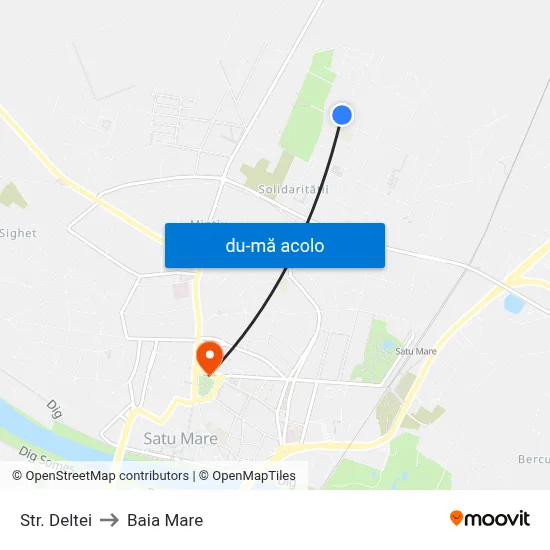 Harta de Str. Deltei către Baia Mare