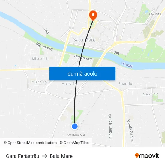 Harta de Gara Ferăstrău către Baia Mare